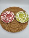 Pier 1 Imports Salad Plates Set of 2 Ceramic Earthenware Red Green Floral Xmas
