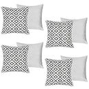 Brentfords Geometric Cushion Covers, Outdoor Bench Cushion 45x45 Cushion Insert Cushion Pads with Outdoor Cushion Covers, Grey Pack of 4