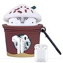 EMOH ROCED Apple AirPods Case Cover for 1st and 2nd Generation Protective Shock Proof Case Cover Compatible with AirPods 2&1 with Keychain (Star Buck Brown)