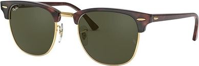 Ray-Ban RB3016 Clubmaster Square Sunglasses, Mock Tortoise On Gold/G-15 Green