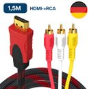 HDMI zu 3RCA Audio Video AV Kabel Chinch Stecker Konverter Adapter Male 1,5 M