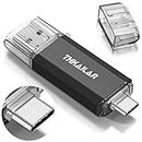 THKAILAR 128GB USB C Flash Drive USB Stick 3.1 External Storage Data 2 in 1 Cle USB Connection Port USB and USB C Compatible with PC/Android Phone/Laptop/Tablet (Black)