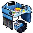 Lordap Kids Travel Tray for Toddler Car Seat,Toddler Car Seat Tray Organizer,Large Ipad Holder A Road Trip Essential,Soft Padding,Waterproof,Food & Snack Lap Tray Carseat,Stroller,High Chair (Blue)