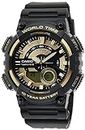 Casio Men Resin Youth-Combination AnalogDigital Gold Dial Watch-Aeq-110Bw-9Avdf (Ad206), Band Color-Black