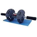 LAFILLETTE Double Wheel Rebound Ab Roller With Knee Pad for Abdominal Exercise Core Trainer (Blue)