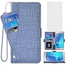 Asuwish Compatible with Samsung Galaxy J5 2016 Wallet Case and Tempered Glass Screen Protector Leather Flip Cover Card Holder Stand Cell Accessories Phone Cases for J 5 J52016 J5case 5J Women Blue