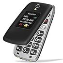 Easyfone Prime-A1 Pro 4G Unlocked Flip Mobile Phone for Seniors, 2.4'' HD Display, Big Buttons, Clear Sound, SOS Button, 1500mAh Battery with a Charging Dock, FCC IC Certified (Black)
