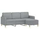 vidaXL 3-Seater Sofa with Footstool - Contemporary Design Living Room Furniture in Light Grey Fabric