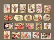 10pcs Fairy Garden Washi Stamp Stickers. Scrapbooking, Journaling, Crafts