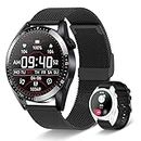 Smart Watch for Men(Call Receive/Dial) Erkwei Fitness Tracker with Heart Rate/Sleep Monitor Waterproof SMS Notification SmartWatch for Android and iOS Phones(Black)