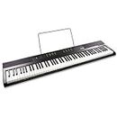 Rockjam 88 Key Digital Piano con teclas semi-ponderadas de tamaño completo, fuente de alimentación, soporte de partituras, calcomanías de piano y lecciones de piano simplemente (Versión actual)