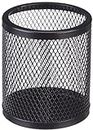 Amazon Basics Metal Round Mesh Pen Stand & Pencil Holder | Table Desk Organizer for Home, Office | Black
