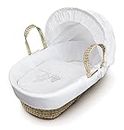 ELEGANT BABY Kinder Valley White Teddy Wash Day Palm Moses Basket Bedding Set Dressing Cover and Hood Only with Padded Liner (Basket & Fittings not Included)