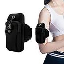 Phone Arm Bag, Outdoor Sports Multifunctional Armband - ID,Card Holder, Keys, Mobile Phone or More, Double Pouch Armband Phone Holder (Black)