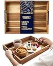 Comfify Acacia Wood Serving Trays Set of 2 – Elevate Your Dining Style with Decorative Platters for Breakfast, Lunch, Dinner, and Beyond – Versatile Trays for Bed, Couch, Patio, and Entertaining Delig