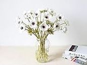 LebriTamFa 10Pcs Artifical Real Touch PU Anemone Flower Bouquet Room Home Decor (White - 10Pcs)