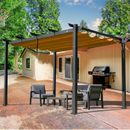 10’ X 13’ Outdoor Retractable Pergola with Weather-Resistant Canopy Aluminum