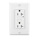 LEOD 20A 125V TR/Tamper-Resistant GFCI Outlet, One GFCI Socket with Two Types Wall Plates (Standard and screwless Included)+Green LED Indicator, White, ETL Listed (1 Pack)