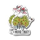 Hey, I Herd That Cute Cow Premium Quality Laminated Vinyl Stickers 2-Pack | 5-Inch on Widest Side FHJ039