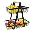 2-Tier Fruit Basket,Fruit Bowl Holder Bread Basket Vegetable Rack, Detachable Fruit Holder for Fruit, Vegetables, Snacks in Home, Kitchen Office，with Screwdriver