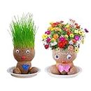 2PCS Grow Your Own Kits - Grass Head Doll Plant - Grass Heads for Kids to Grow - Perfect Cute and Funny Gift for Men Women Kids - Fresh Grass Plant for Home and Garden Decoration