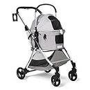 BEBEROAD PETS Dog Stroller & Cat Stroller, with Removable & Multi-Functional Basket Carrier, Small, Grey