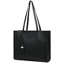 MORGLOVE Women's Tote Bag Large Handbag Soft Leather Simple Shoulder Bag with Zipper for School Work Leisure (A-Black)