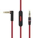 Phone Star Cable alargador de audio de repuesto para auriculares Dr. DRE Beats con control de volumen, micrófono y contestar llamadas en rojo – 3,5 mm AUX estéreo