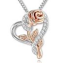 SNZM Necklaces for Women, 18K White Gold Plated Pendant Necklaces, Love Heart Crystals Charming Necklaces Jewelry Gifts for Women Birthday/Mother's Day
