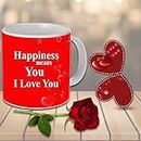 AWANI TRENDS Ceramic Coffee Mug and Artificial Red Rose and Love Greeting Card for Your Girlfriend,Boyfriend,Wife and Husband | Valentine's Day,Birthday,Anniversary,New Year Gift -ATLRG-029