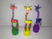 Set di 3 tre giocattoli in legno a pressione giraffa  nuova art.655
