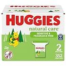 HUGGIES Baby Wipes, Huggies Natural Care Sensitive, UNSCENTED, Hypoallergenic, 2 Refill Packs, 352 Count