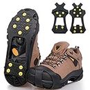 Ice Snow Cleats for Shoes Boots,Walk Traction Cleats Rubber Crampons Anti Slip 10-Stud Winter Ice Cleat Slip-on Stretch Footwear for Women Men Kids