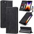 Jasonyu Flip Wallet Case for iPhone SE 2022/2020/8/7,Leather Magnetic Folio Cover with Card Holder,Kickstand - TPU Shockproof Durable Protective Phone Case,Black