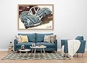 VERRE ART Printed Framed Canvas Painting for Home Decor Office Wall Studio Wall Living Room Decoration (60x45inch Wooden Floater) - Vw Standard Limousine