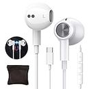 USB C Headphones Type C In-Ear Headphones | HiFi Sound | Microphone and Volume Control | 1.2 m Long | USB Headset Headphones with Cable for Samsung Galaxy S22 S21 S20 Plus Huawei P40 P30, Google Pixel