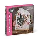 Craft Crush DIY String Art Craft Kit - Floral Interior Design DIY Activity for Teens & Adults - Complete String Art Kit with Embroidery Thread, Foam Canvas, Metal Pins, Wooden Easel - Ages 13+