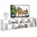 KOTEK TV Stand for 50 55 60 65 Inch TV, 3 Pieces Free Combination Bookshelf Organizer, TV Console Table with Open Storage Shelves, Modern Entertainment Center for Living Room, Bedroom (White)