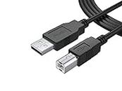 6Ft Long USB-2.0 Cable Type-A to Type-B High Speed Cord for Audio Interface, Midi Keyboard, USB Microphone, Mixer, Speaker, Monitor, Instrument, Strobe Light System Laptop Mac PC Type A to Type B