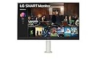 LG 32" webOS Smart Monitor (32SQ780S-W), 4K UHD(3840x2160) Display with Ergonomic Stand, Magic Remote Control, USB Type-C, 2 x 5W Stereo Speakers, AirPlay 2 + Bluetooth, White (CA Model)