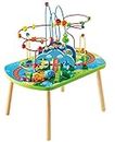 Hape E3824 Jungle Adventure Kids Toddler Wooden Bead Maze & Railway Train Track Play Table Toy for Ages 18 Months and Up Multicolor, 25.6" L x 17.52" W x 17.91" H