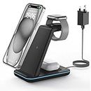GEEKERA Wireless Charger, 3 in 1 Charging Station for iPhone 15/14/13/12/11/Pro/Pro Max/XS Max/XR/8, Charger Stand for Apple Watch Ultra/9/8/7/6/5/4/3/2/SE, Docking Station for AirPods Pro/3/2
