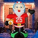 SEASONBLOW 6 FT Christmas Inflatable American Football Santa Claus Decoration Blow Up LED Lighted Rugby Santa for Xmas Lawn Yard Garden Home Indoor Outdoor