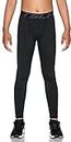 TSLA Kid's & Boys & Girls Thermal Compression Pants, Athletic Sports Leggings & Running Tights Bottoms ZUP53-NBK_L