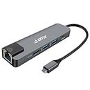 AMX 5 in 1; 4K HDMI HDTV Adapter with USB Ports, 87W PD for MacBook Pro 2018/2017, iPad Pro, Windows, iOS, Android, MacOS & More