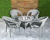 CORAZZIN Garden Patio 4 Seater Chair and Table Set Outdoor Balcony Garden Coffee Table Set Furniture with 1 Table and 4 Chairs Set - (Grey), Rattan, 56 Cm, 61 Cm