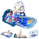 Looxii Baby Play Gym with Tummy Time Water Play Mat, 2 in 1 Baby Activity Gym with Music and Lights, Kick and Play Piano Gym for Baby Newborn Infants Toys 0 3 6 12 Months Girl & Boy Gifts