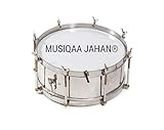 MUSIQAA JAHAN® Side Drum 12 inch Stainless with Stick And Belt