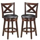 ERGOMASTER Dark Brown Swivel Bar Stools Counter Height Barstool 24 Inches Seat Height Bar Chair （Set of 2）