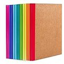 16 Pack A5 Kraft Notebooks, Lined Blank Travel Rainbow Spine Journal Bulk, 60 Pages Soft Cover Composition Notebooks for Women Girls College Students Office School Supplies by Feela, 8.3 X 5.5 in